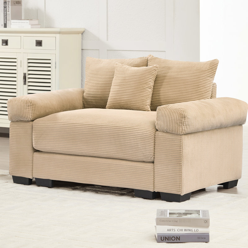Très grand canapé modulaire en nuage 54,3 po, siège simple, chameau, conception ergonomique, tissu velours côtelé doux, canapé surdimensionné de couleur chameau à configuration flexible