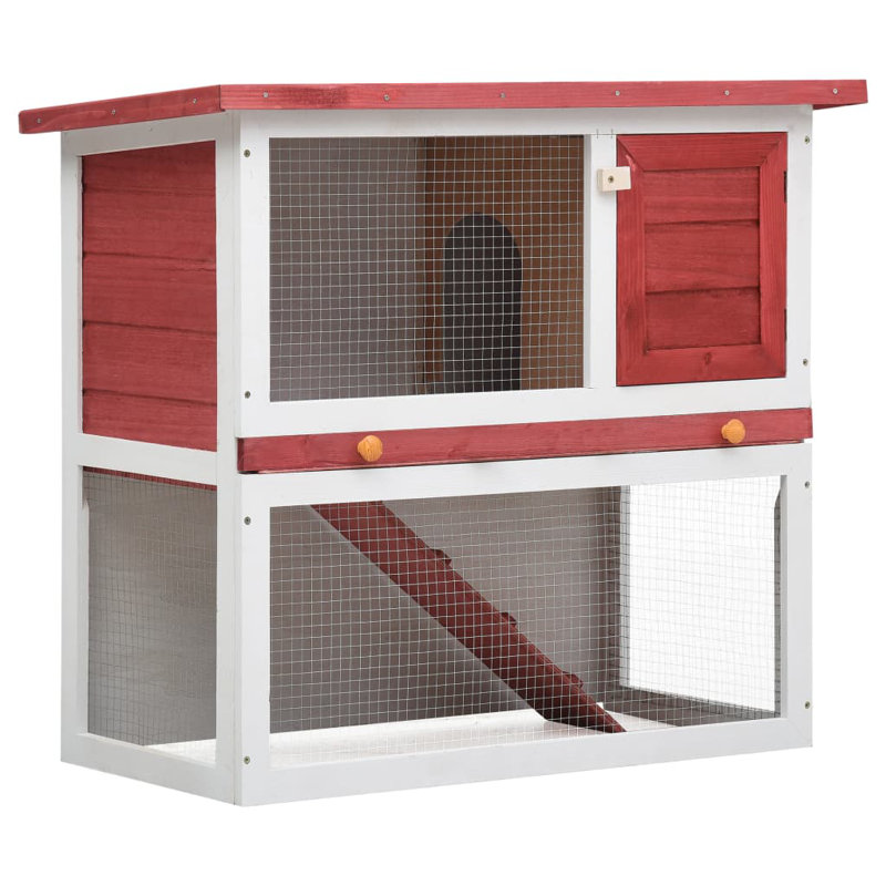 Jaron Weather Resistant Rabbit Hutch, Red