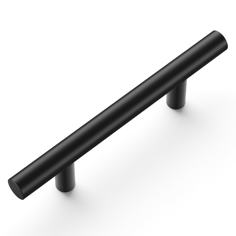  Heritage Designs Round Bar Pull - 3" Center to Center Cabinet Pull Matte Black - Contemporary Hardware for Drawers & Cabinets
