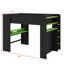 Full Size Wood Bunk Bed With Height-Adjustable Desk,Wardrobe,Ample Storage Space And RGB Light-175859115