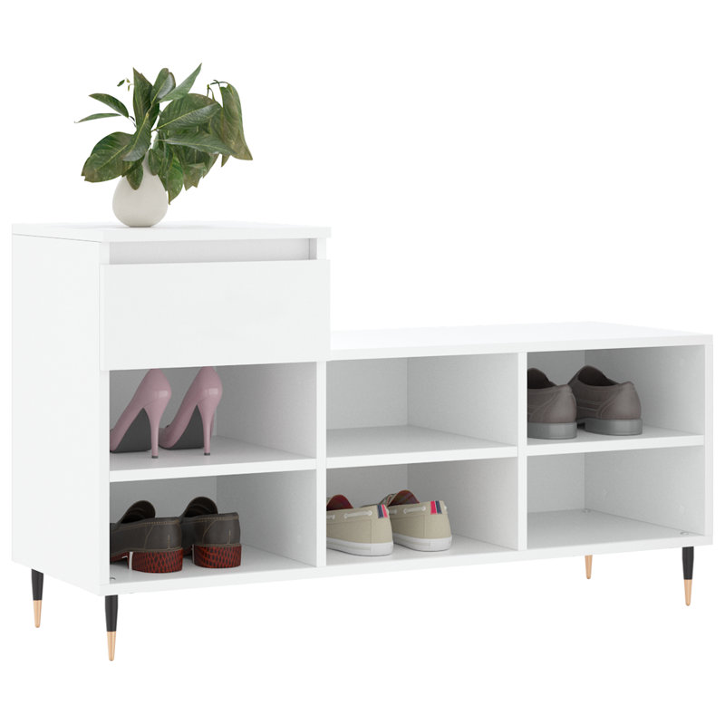 6 Pair Shoe Storage Cabinet, White