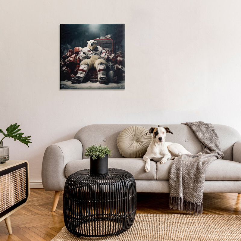 «Hockey Joueur», art mural sur toile par RB, H 30 po x l 30 po