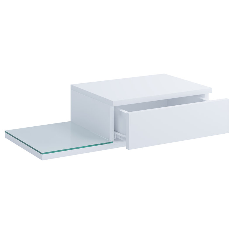 Ayvia Manufactured Wood Bedside Table, White, 15cm H x 60cm W x 30cm D