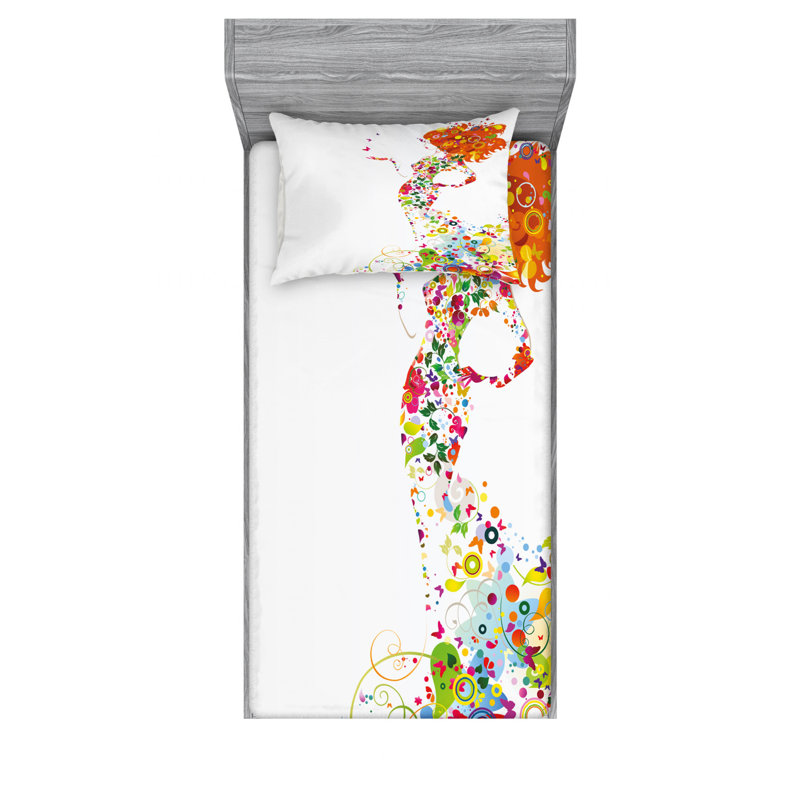 Microfiber Floral Sheet Set, Twin Sheet Set + Fitted Sheet + 1 Pillowcase