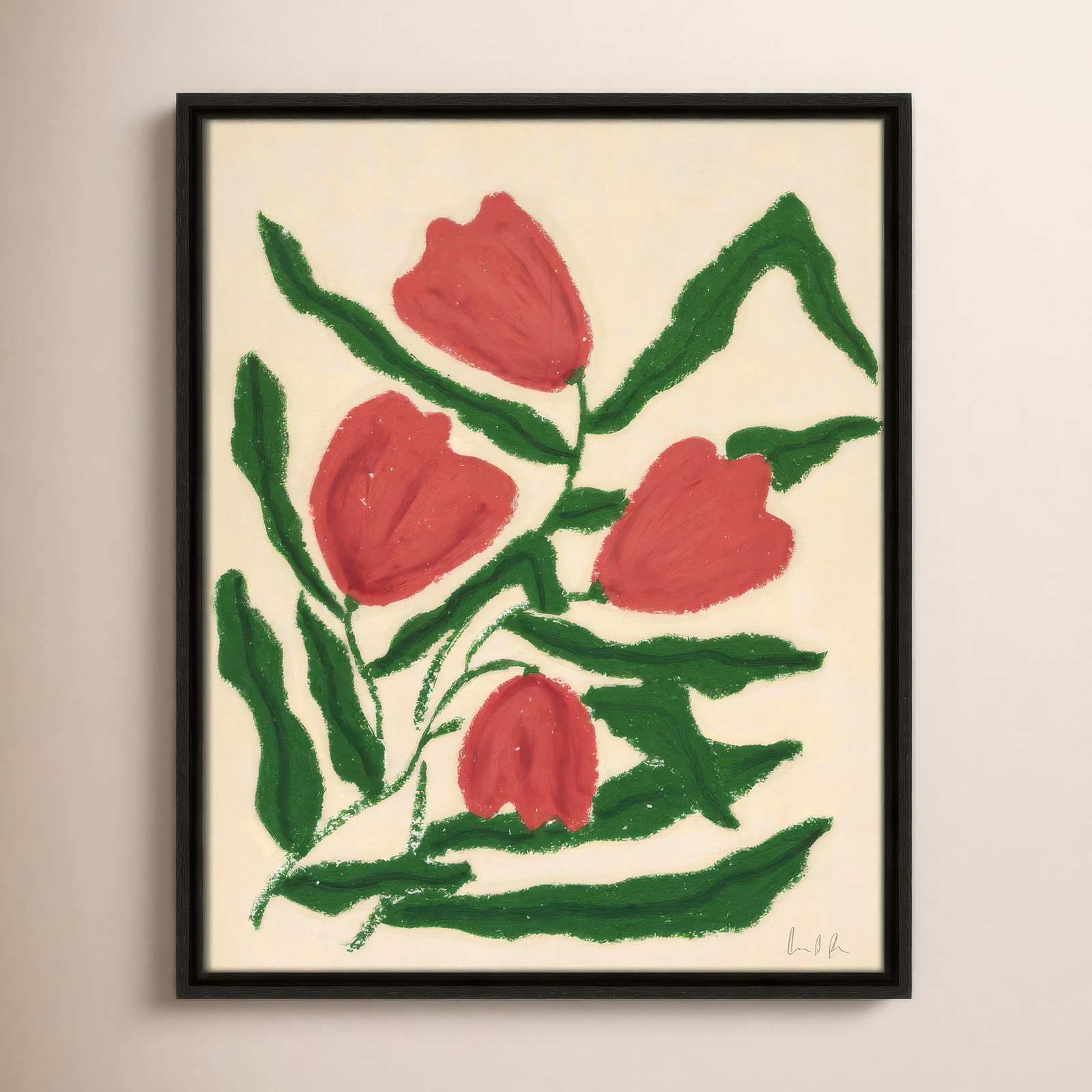 Red Tulips  Print by Camilla Bergqvist, 21.5" H x 17.5" W, Espresso