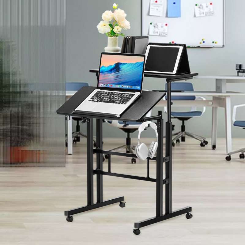 Ladejah Adjustable Metal Base Computer Desk