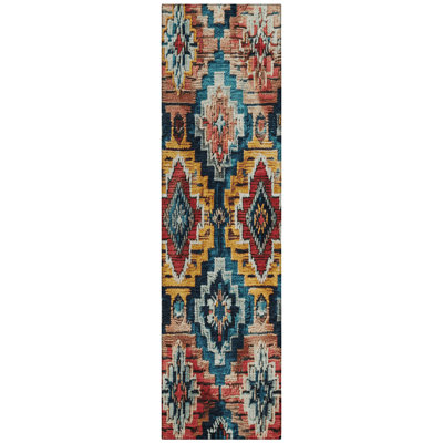Machine Washable Indoor/Outdoor Xhevrie Rust Rug