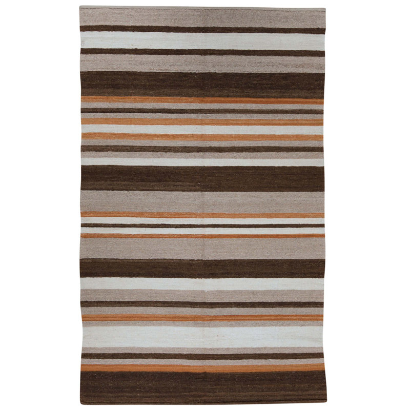 High-Quality Hand-Knotted Orange And Brown Area Rug