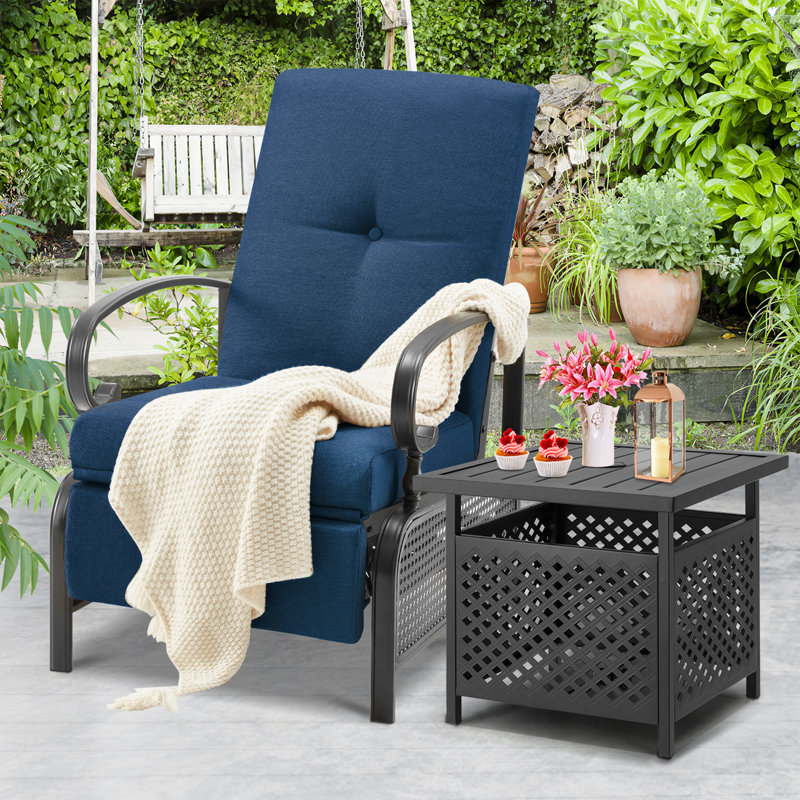 Babylon Outdoor Resin Wicker Patio Recliner Chair With Cushions