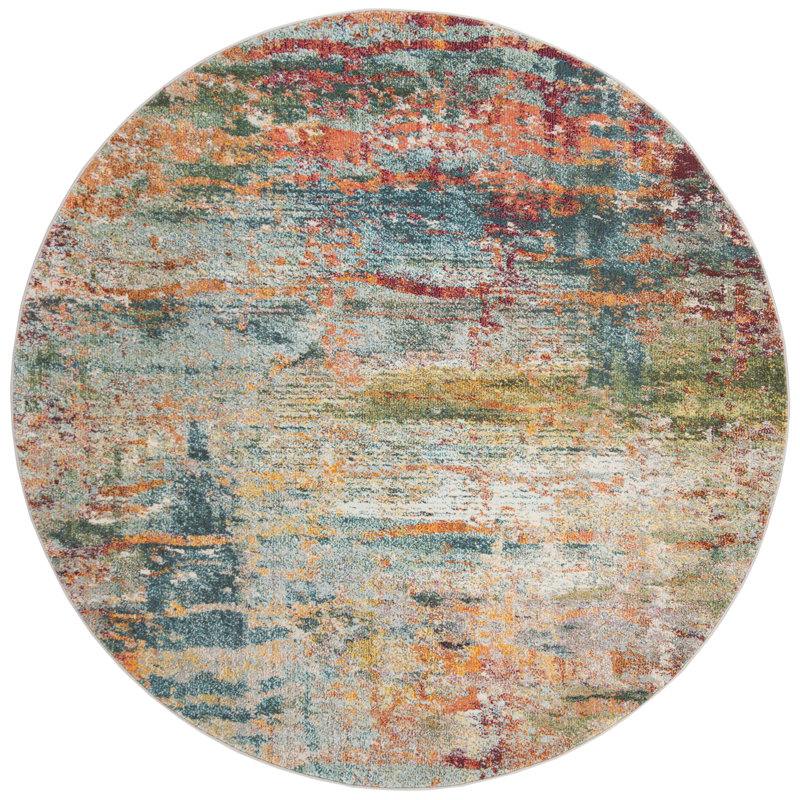 Mcauliffe Abstract Area Rug, Round 201cm