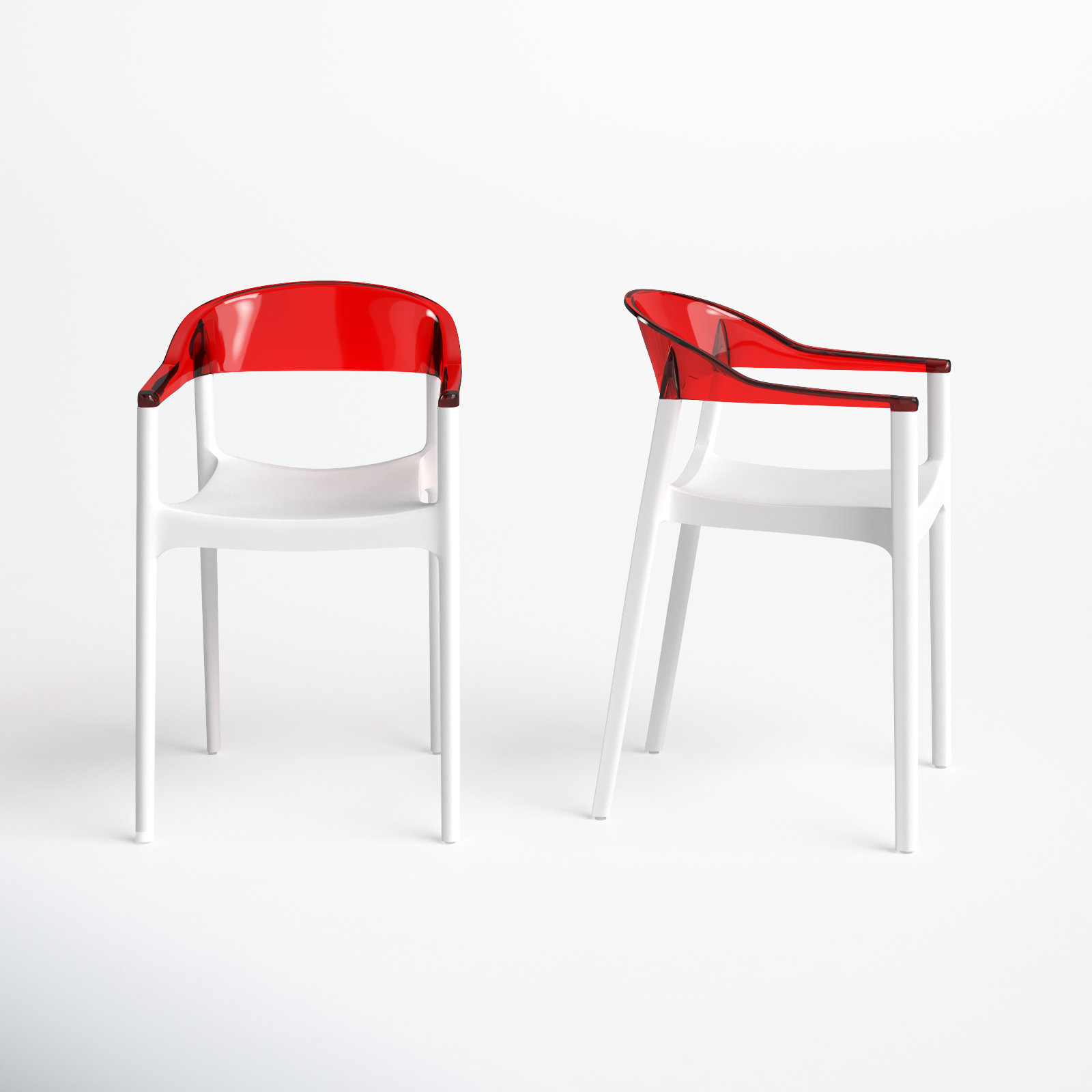 Stella Stackable Patio Armchair, White/Transparent Red