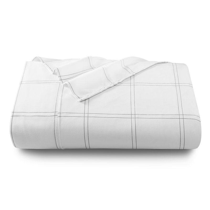 Microfiber Plaid Flat Sheet, Queen Flat Sheet, Dark Gray/White Plaid