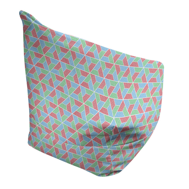 Fauteuil à billes Leffel, Pouf fauteuil, H 27 po x L 30 po x P 25 po, Bleu ciel/rose chaud/vert clair