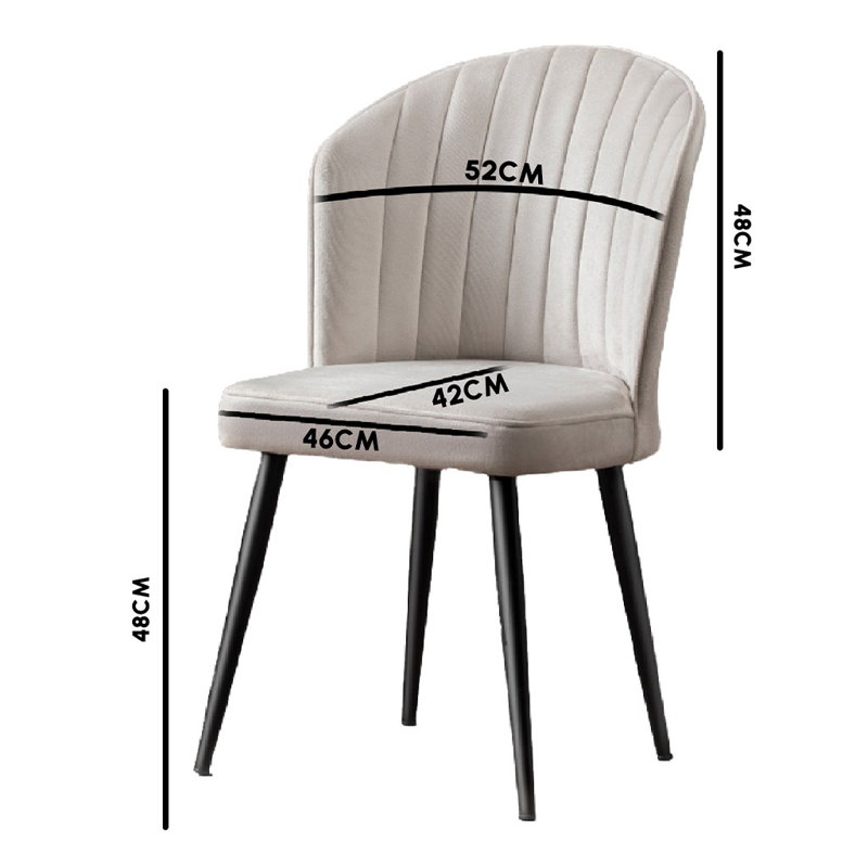 Ensemble de chaises élégantes (4 pièces), cappuccino et noir, 20,5 po x 33,5 po x 16,5 po | 100% panneau de fibres à densité moyenne avec tissu 100% polyester, pieds en métal | Design moderne pour les espaces de salle à manger et de vie, confort et élégance combinés