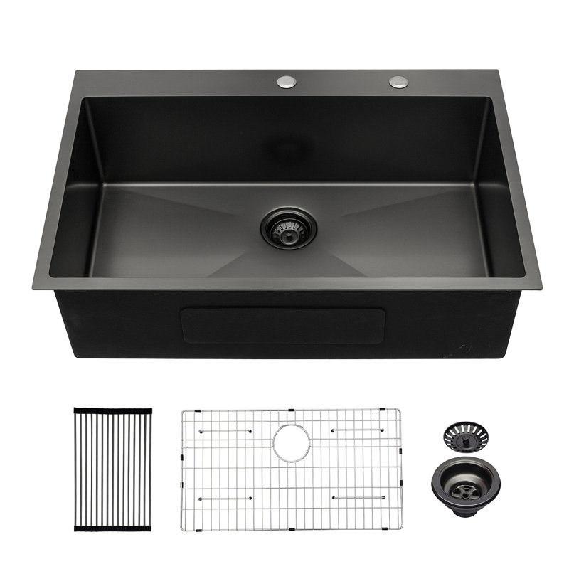 Évier de cuisine encastré à simple cuve en acier inoxydable 33 x 22 x 10 po