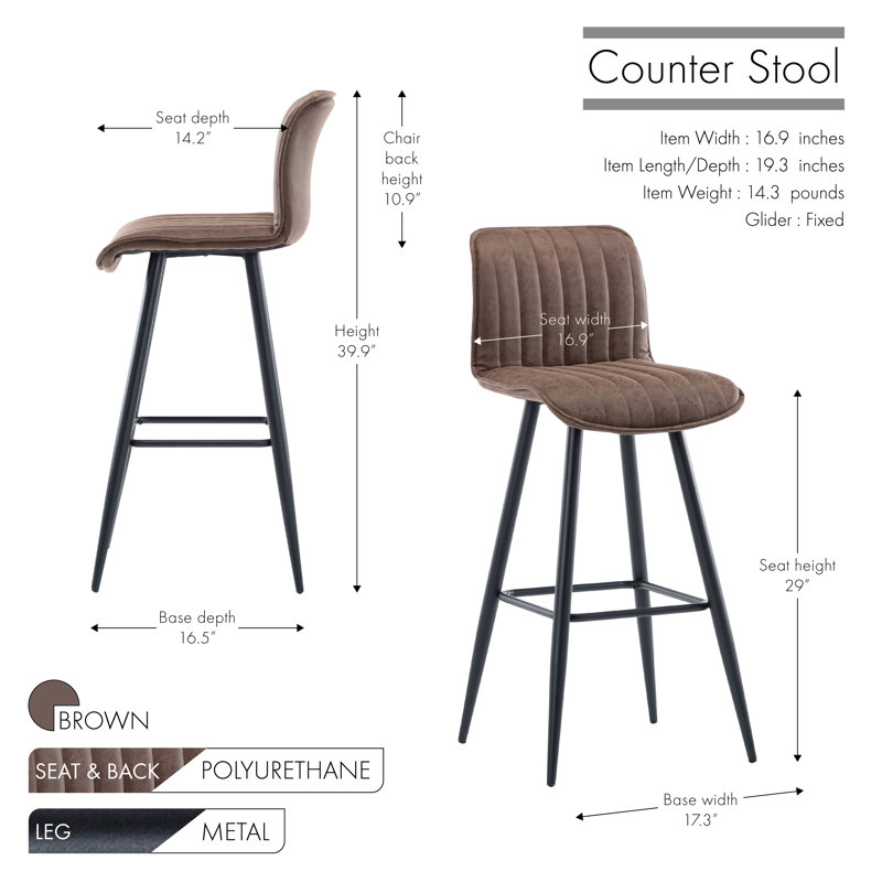 Tabouret de bar 29 po Dracut, Brun