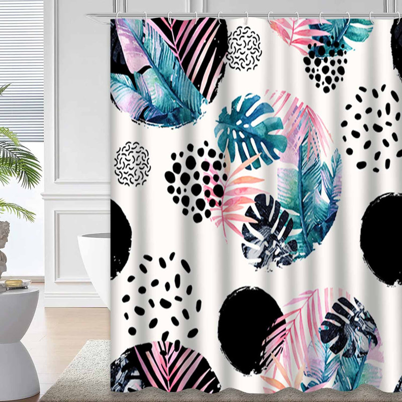 Abstrait naturel à motif de cercles de style tropical de Memphis sans soudure avec 12 crochets, L 72 po x l 72 po