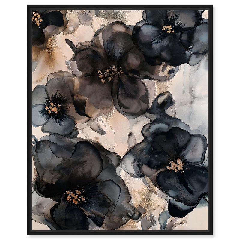 Toile qui fume, art neutre bohème par Art Remedy, Noir, noir, noir, noir, H 21 po x l 17 po