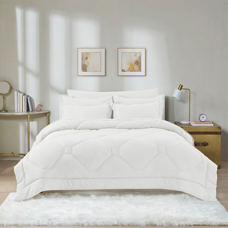  Ensemble d'édredon 8 pièces avec draps toutes saisons dans un sac, Blanc, Édredon très grand + 7 pièces supplémentaires