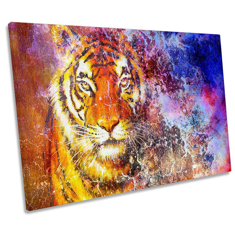 Tiger Distressed Paint Repro - Wrapped Canvas Print, 40.6cm H x 61cm W x 2cm D