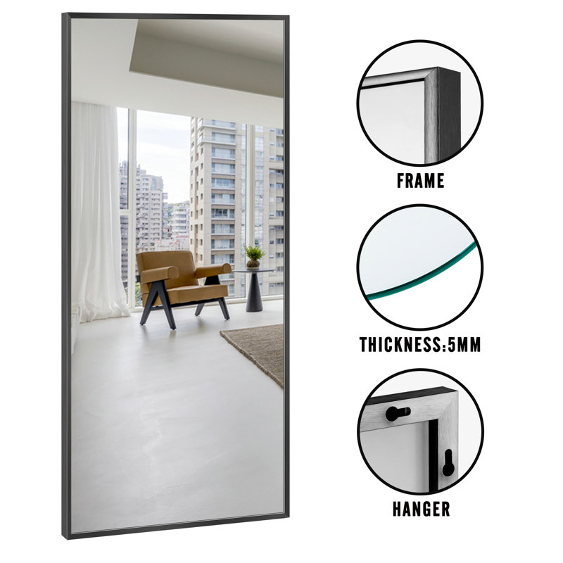 Miroir de salle de bain mural Talma, H 71 po x l 32 po, Noir
