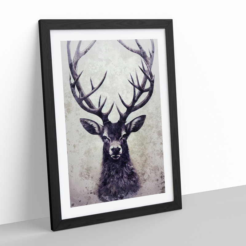 View Of The Stag No.7 - Single Picture Frame Print, 34cm H x 25cm W, Black