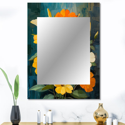 Jaune, blanc, vibrant, jardin, Morning Glory - miroir mural unique, Morning Glory