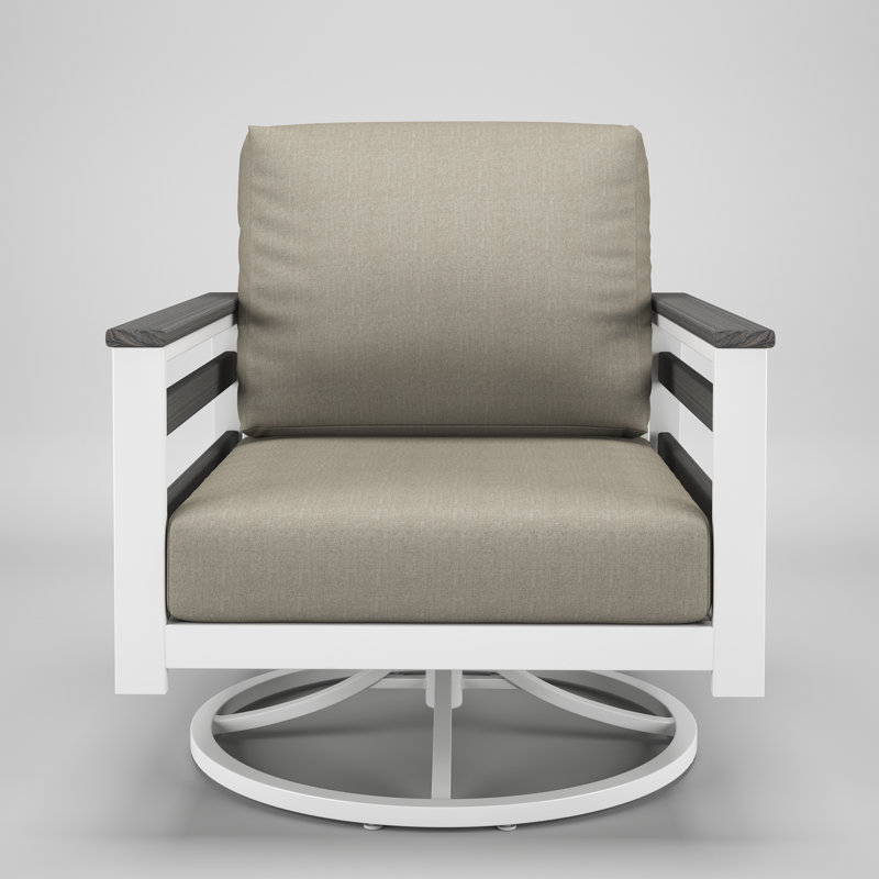 Chaise berçante d'extérieur en métal avec coussin Sunbrella Townsend, Palette colombe
