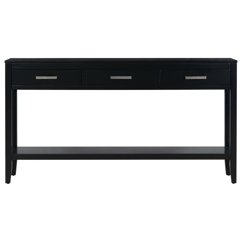 Contemporary 3-Drawer Console Table With 1 Shelf, Entrance Table For Entryway, Hallway, Living Room, Foyer, Corridor, Black