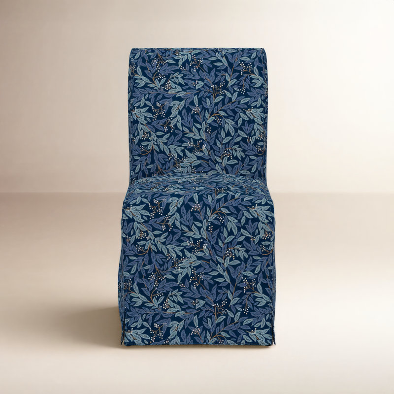 Chaise de salle à manger Frances, Lin bleu marine RPC Willowberry