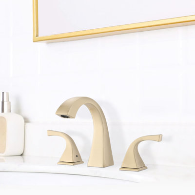 Brushed Nickel Bathroom Sink Faucet - Brass Construction, , 2 Handles For Smooth Water Flow, 3 Widespread, 1.8 Gpm Flow Rate, 4.25'' Spout H, 5.45'' R, 8'' Centers & Reliable, Non-Rust, Scratch, 2