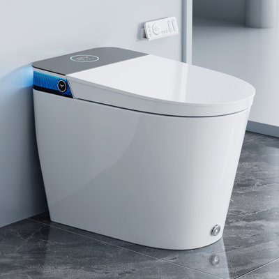 Toilette Smart Bidet édition phare - Nettoyage et séchage réglables à plusieurs niveaux de température, sans limite de pression d'eau, ouverture / fermeture automatique, hauteur du fauteuil ADA, chasse d'eau automatique