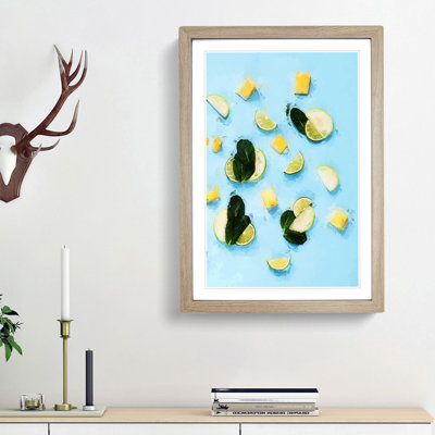 Mint Lime Pineapple and Apple - Picture Frame Graphic Art Print