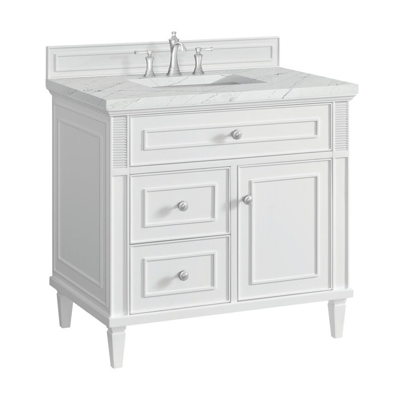 Lorelai 36'' W Single Vanity, Bright White, Ethereal Noctis, 8" Widespread
