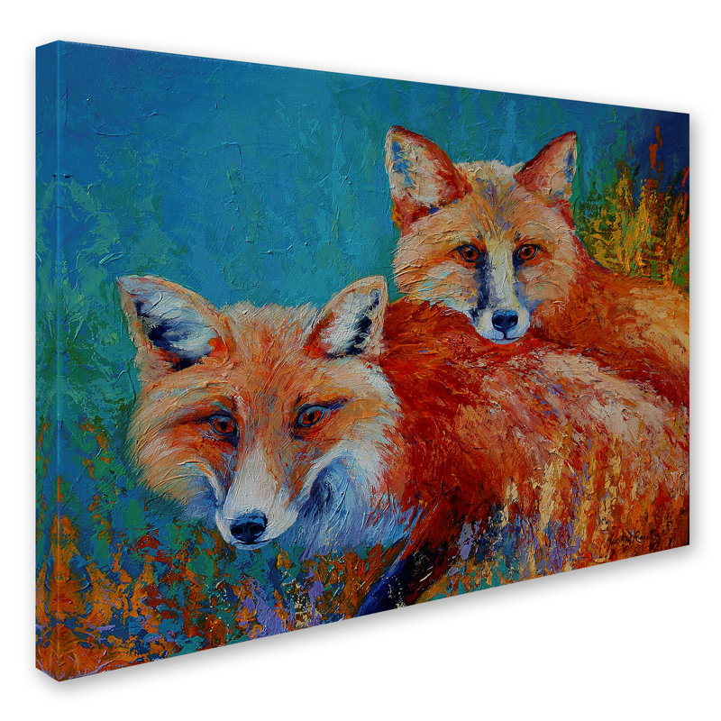 «Red Foxes» par Kucera, reproduction sur toile tendue, H 14 po x l 19 po