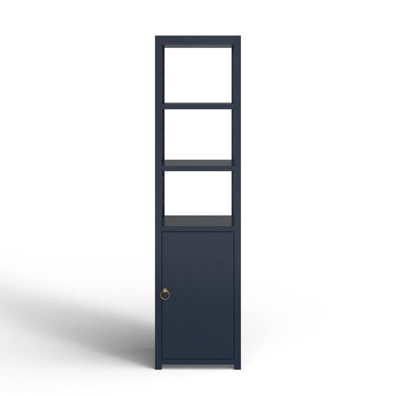 Elin 70" H x 18" W Etagere Bookcase, Navy Blue
