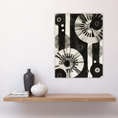 Geometric Black Circle Stripe Patterns Wall Art Print