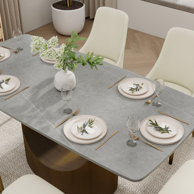 Table de salle à manger Aliyas, Bronze, Gris, H 29,53 po x L 70,9 po x l 35,4 po