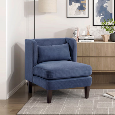 Chaise d'appoint - Coussin rembourré en tissu velours côtelé de style moderne bleu 1 pièce