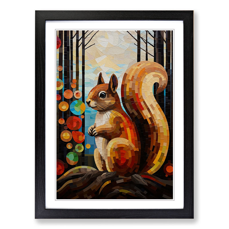Squirrel Constructivism - Framed Print, Black, 34cm H x 25cm W x 2cm D