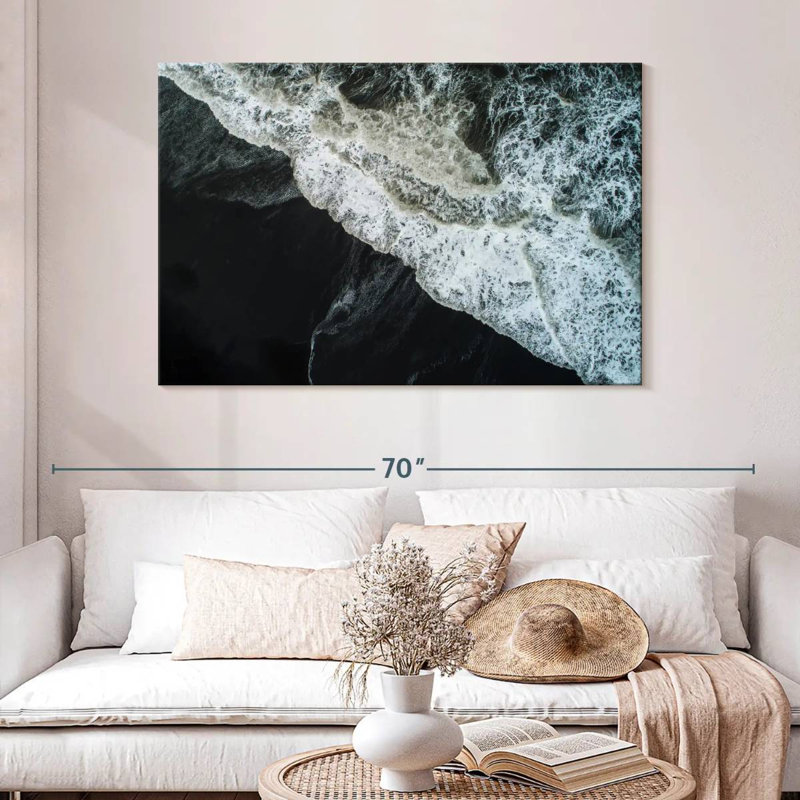 Islandais, plage de sable noir, H 32 po x l 48 po