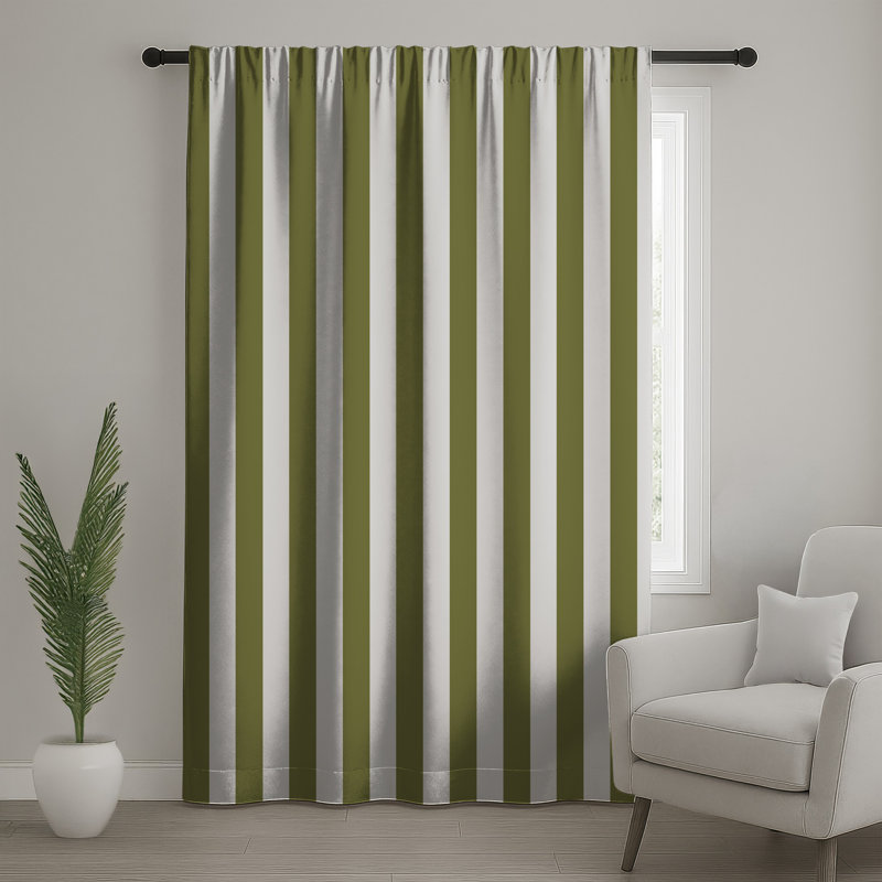 Olive Vertical Stripes Window Curtains, Striped Sheer & Blockout Curtains - 1 Panel, 50 po x 80 po - 1 panneau, Transparent