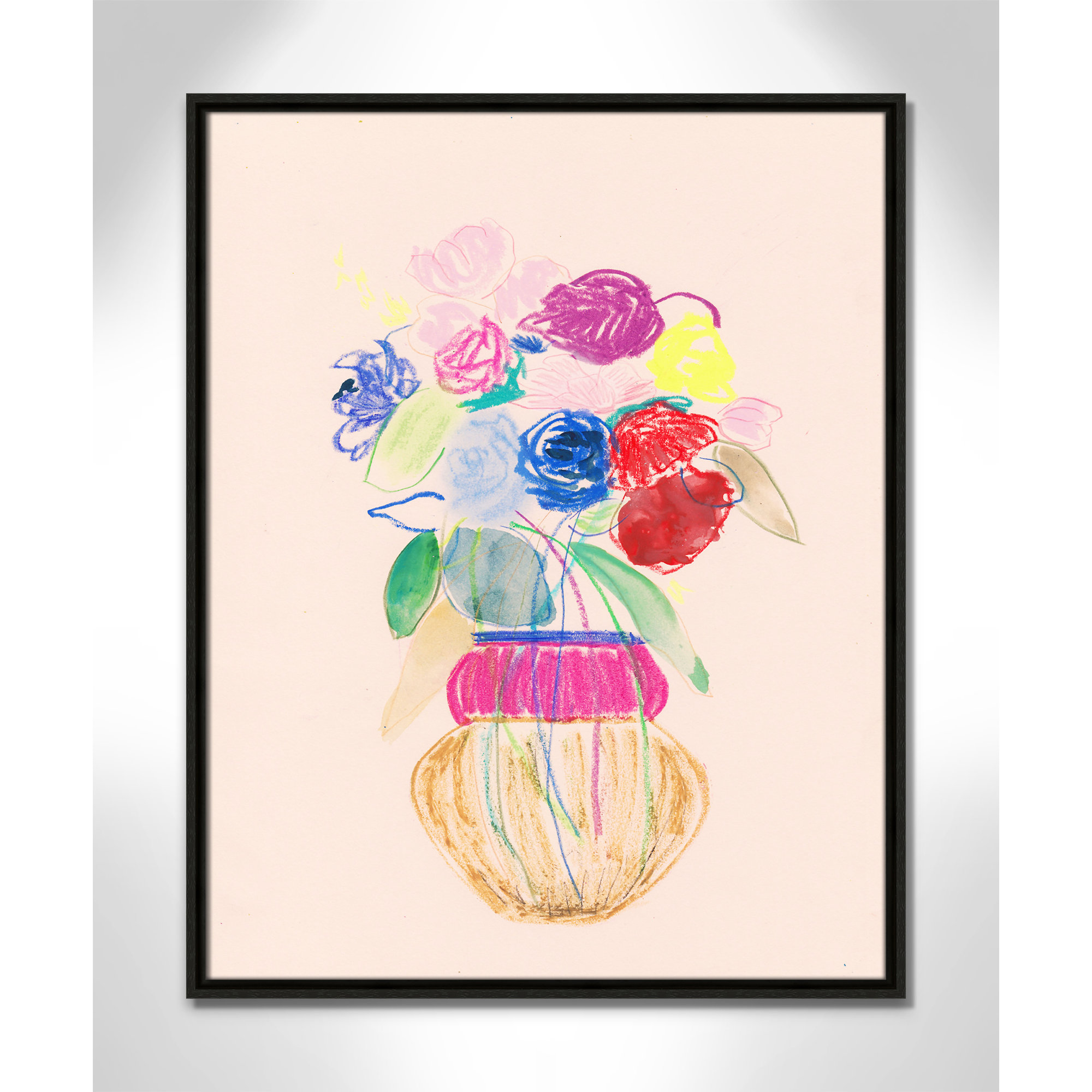 Simple Floral II Print by Bea Dina, No Mat, 29.5" H x 23.5" W x 2" D, Espresso Floater Framed Canvas