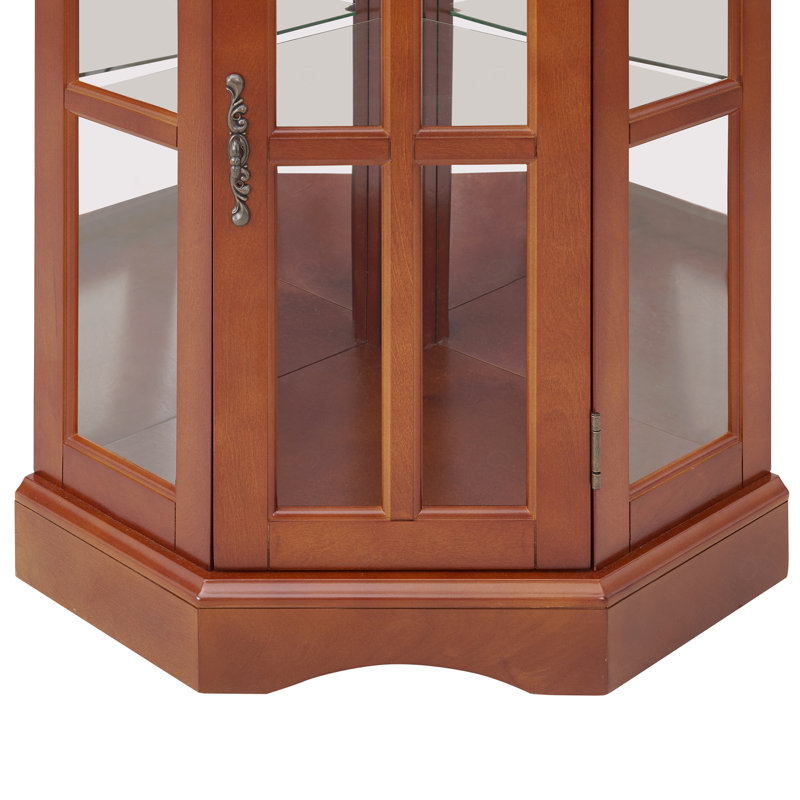 Vitrine de coin avec tablettes, Noyer