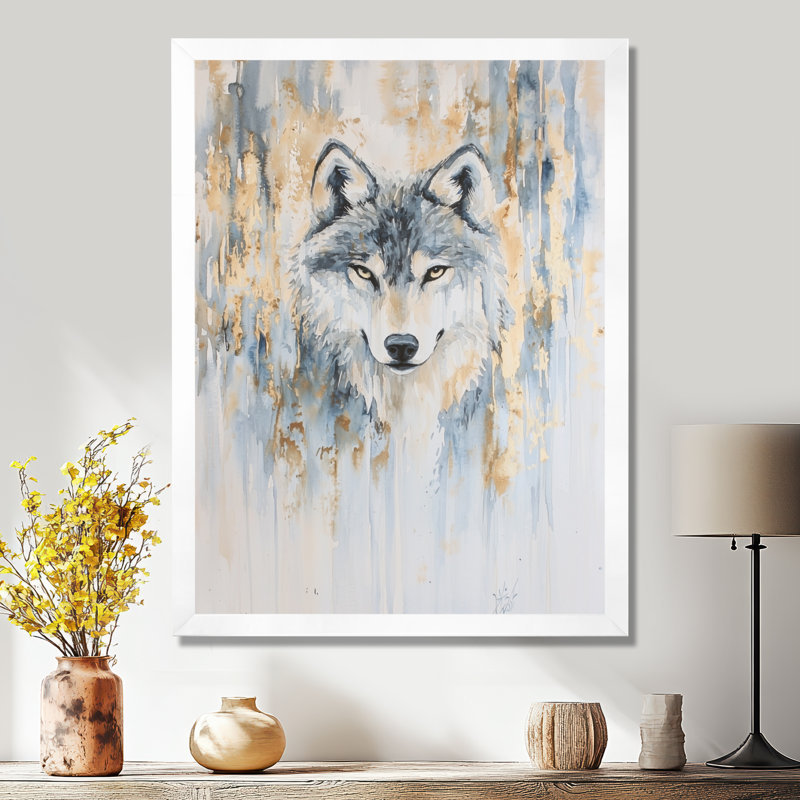 Watercolor Wolf Pack - Wolf Wall Décor, Picture Framed Print, 20" H x 12" W, White