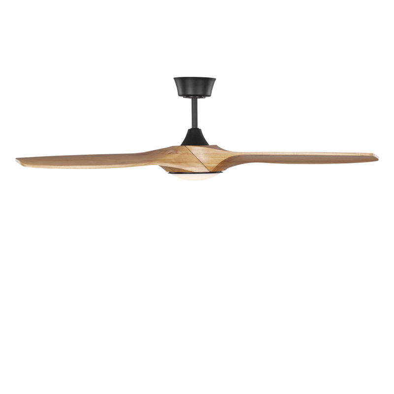 Selen Smart LED Ceiling Fan, Natural Honey, Midnight Black, 52" Wide