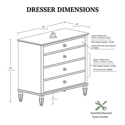 Victoria Light Natural 40" W 4-Drawer Dresser