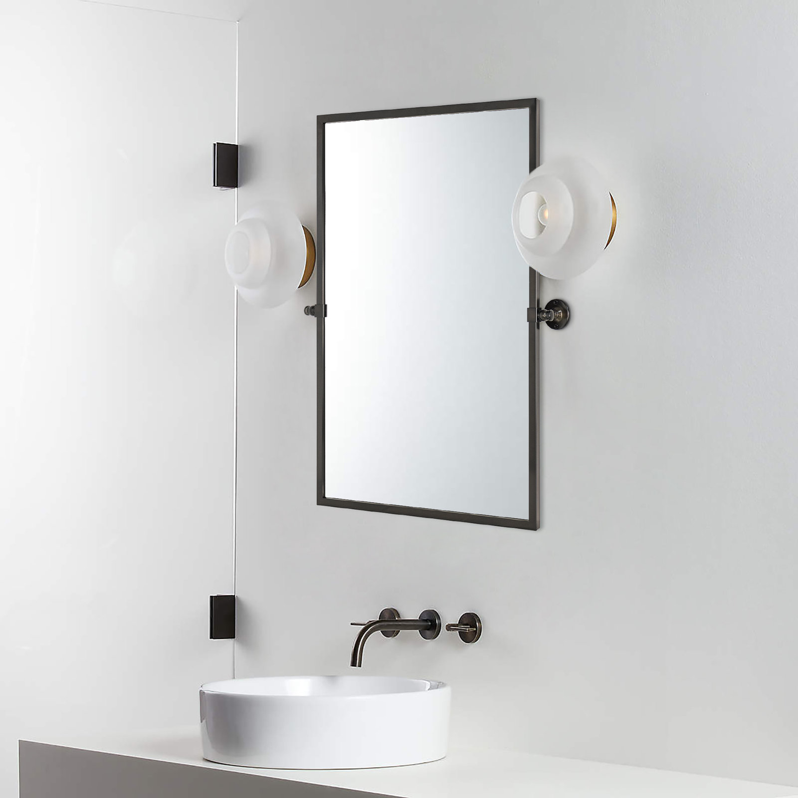 Metal Rectangle Mirror, 30" x 20", Oil Rubbed Bronze