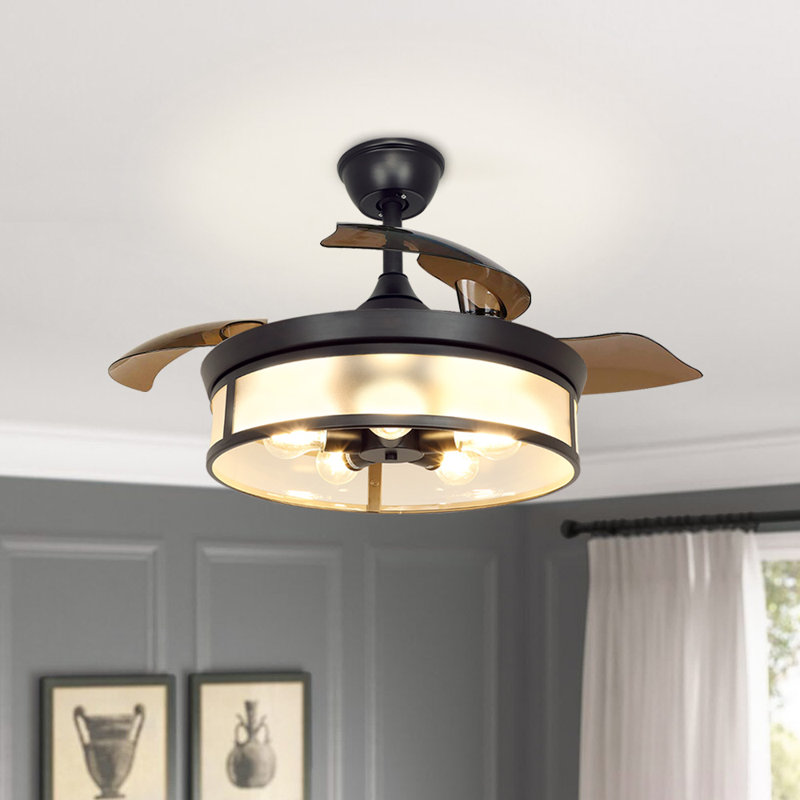 Ventilateur de plafond escamotable 41,7 po à 3 pales avec télécommande et ensemble d'éclairage inclus