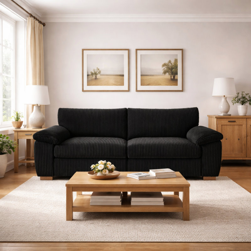 5 Seater Corduroy Sofa, Black
